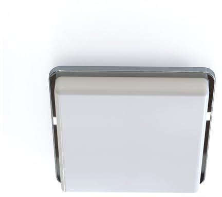 Licht-Erlebnisse Badezimmerleuchte IP44 klein B: 25 cm H: 6,5 cm blendarm flach für E27 Chrom Weiß Modern Deckenlampe Bad Badlampe Deckenleuchte Badezimmer