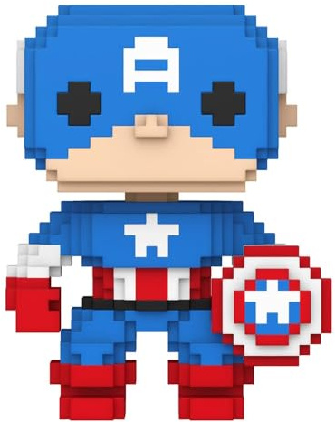Funko POP! Marvel: 8-Bit - Captain America | Offizielles Superheroes Merch - Vinyl Sammelfigur als Regal Deko - Geschenkidee zum Geburtstag für Fans und Sammler
