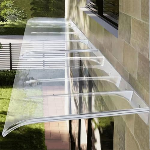 Toit Invisible Auvent de Porte d'entrée Protection Contre Pluie Soleil pour Maison,Marquise Plaque Polycarbonate,Toit Abri Terrasse Patio Silencieux Résistant aux typhons (40 x 250 cm,Transparent)