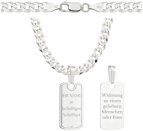 AMAR OPRAVA Ketten für herren Silber 925, personalisierte Geschenke für Männer - Erkennungsmarke mit Gravur, Militär Silberkette 70 cm massive 5 mm, personalisierte Kette