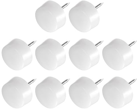 METALLIXITY 40pz Piedini per Mobili con Chiodo 20mm/0,79 Bianco | per Sedie Divani Cursori per Mobili Cuscinetti Protettivi, Tappi Rotondi Spessi in Plastica, per Scivolare Sedie
