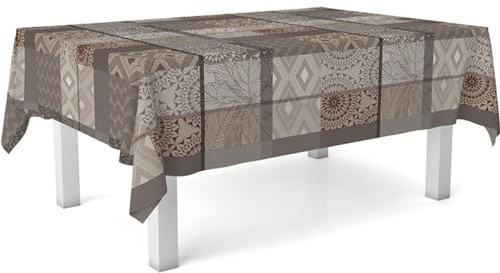 ECOMMERC3 | Rektangulär bordsduk vaxduk storlek 260 x 140 cm stil, hållbarhet och lätt att rengöra för ditt bord - fläckbeständig och vattentät dammduk brun