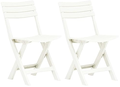 LAPOOH Klappbare Gartenstühle 2 STK Gartenmöbel, Balkonstühle, Chair Outdoor, Balkonmöbel, Hochlehner, Essstühle, Balkon Stuhl, Bistrostuhl, Kunststoff Weiß