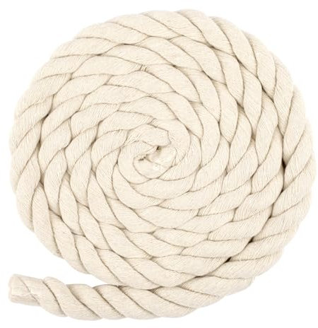 Cordón de algodón, hilo de macramé, cuerda de algodón blanco, cinta para manualidades, proyectos decorativos, juguetes para mascotas (20 mm x 2 m)
