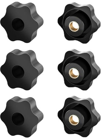 YOUZMY 6 dadi con impugnatura a stella M6, dado ad ala M6, vite zigrinata, diametro esterno (32 mm), dado a forma di stella, filettatura interna per ingegneria meccanica, mobili e attrezzature fitness