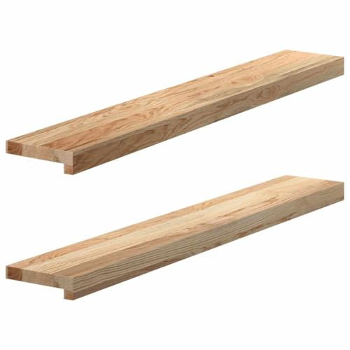 vidaXL Appuis de fenêtre 2 pcs Bois de chêne Massif Non traité, Rebord de fenêtre, Appui de fenêtre en chêne, Appui de fenêtre en Bois