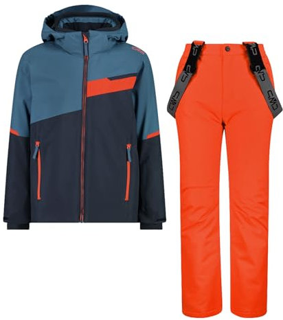 CMP Skidbyxor för pojkar, skidbyxor, skidjacka, barnset, jacka och byxa, -N950 blå/orange, 164 cm