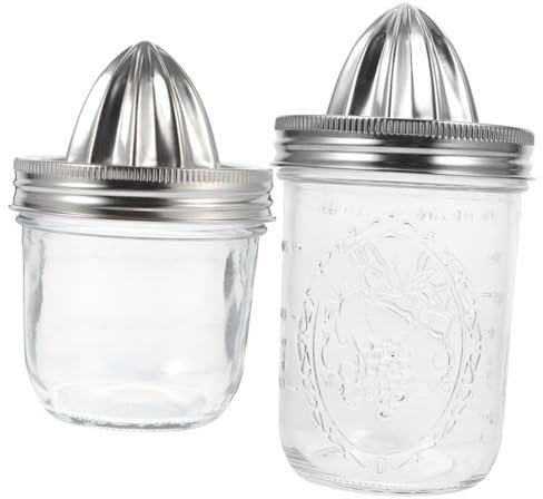 Cabilock Handheld Manual Lemon Juicer Stainless Steel Citrus Squeezer Lid, 480ml 280ml Can Fruit Juicer Set for Home Orange and Citrus Juice Making
