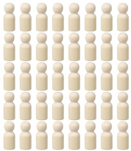 sourcing map 100 Pack Wood Peg, 1.5 Inch Boy-Shape Wooden Peg People, Unfinished Wooden Peg People Bodies Figures for DIY Art Craft Painting