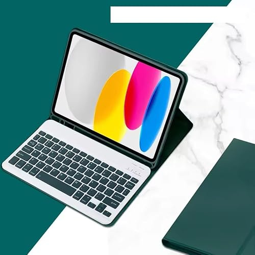 Funda con teclado inteligente para Apple iPad de 10ª generación (10.9 pulgadas, versión 2022) con encendido automático y soporte para bolígrafo (verde esmeralda)