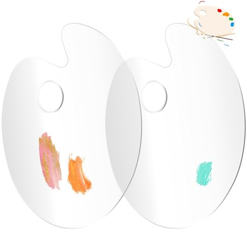 Malpalette Klare Acryl,2PCS Oval Art Palette Mit Daumenloch,Kunstpalette Mischpalette,Antihaft öl Farbmischpalette Für DIY Kunst Malerei,Mischpalette Acrylfarben,Ovale Kunstpalette Artpalette