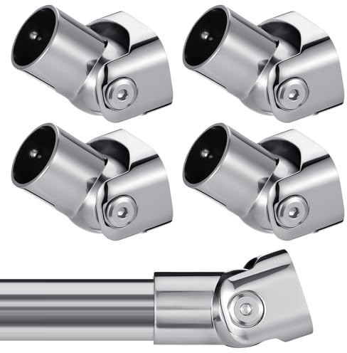 Zonon Duschvorhangstangen, einzelner Schwenkflansch, abgewinkelte Duschvorhangstangen, Halterung mit Schrauben, gebürstetes Nickel-Finish, 180° drehbar, passend für 2,5 cm Außendurchmesser, für