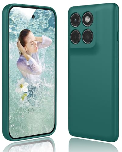 DESSEN Funda para Motorola Moto Edge 60 Pro 5G Capa - Líquida Silicona Carcasa Antigolpes Protector Móvil Case Cover Suave Delgada Bumper con Forro de Microfibra Antiarañazos, Verde Oscuro