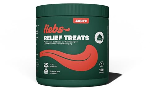 liebs Hunde Supplement Verdauung, Darm & Magen (1 x 300g) Relief Snack | Heilmoor für Hunde mit empfindlichen Magen | Dog Treats unterstützen die Normale Verdauung | Kohletabletten | 100% pflanzlich