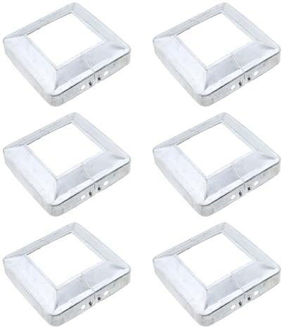 Tsnamay Lot de 6 cache-poteaux carrés en acier zingué gris pour clôture d'escalier de 50 mm