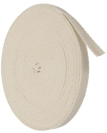 TA-VIGOR Cotton Twill Tape Ribbon 6mm, 10 Yards Bias Binding Tape Bunting Tape Soft Natural Herringbone Webbing Tape Roll for Sewing Dressmaking Gift Wrapping DIY Craft, Beige