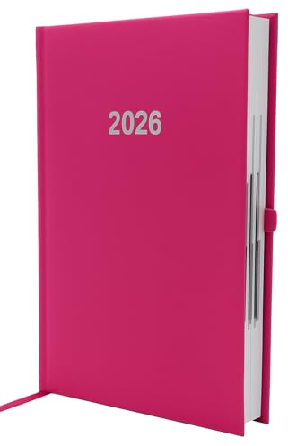 Buchkalender Chefplaner A5 1 Tag 1 Seite auch sonntags (2026 pink)