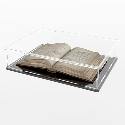 HOPEME Book Display Case Clear Book Protector Case, Acrylic Display Cover Case for Books, Stamps, Coins, Cards, Photos, Album, Jewellery and Collectibles 16 (L) × 13 (W) × 4 (H) inch