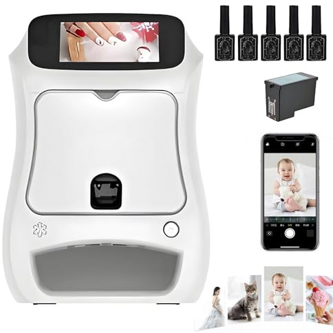 AUTUMFLATGAO Nail Art Nagelmaschine, 3D Automatischer Nageldrucker Maschine, Digitaler Mobiler Nagelkunstdrucker Mit Touchscreen, 1000+ Designs, 10s Fertig, Unterstützt WLAN/DIY/USB