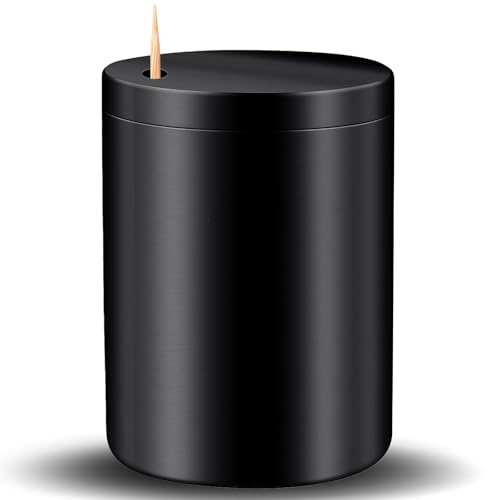 Phowedaer Stainless Steel Toothpick Holder Dispenser - One-at-a-Time Hygienic Design, Holds 1000+ Picks, Dishwasher Safe & Fingerprint-Resistant Finish(With 540 Pieces Bamboo Round Toothpicks) -Black