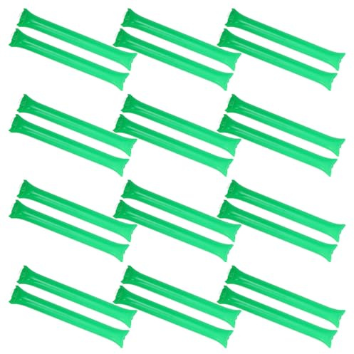SOPOTUTU 100pcs Team Spirit Inflatable Boom Sticks Quick Inflate Cheering Noise Maker Plastic Thunder Sticks for Sports Events School Games Party Accessories Green