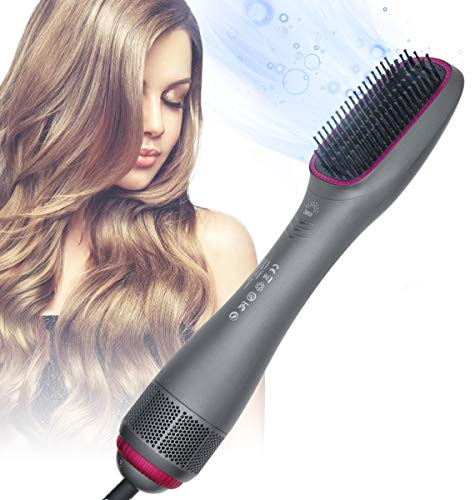 SHOWSUN Hair Dryer Brush 3-in-1, Ionic Styler and Volumiser with Ceramic Bristles, 1200W Fast Dry Blow Out Brush for Frizz Control, 360° Swivel Cord, Purple