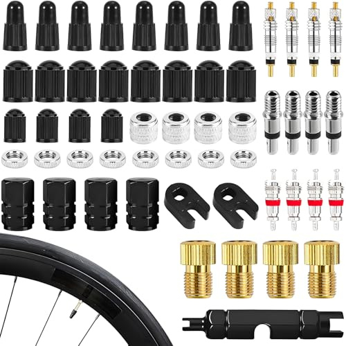 55 Stück Fahrradventil, Fahrradventil Ersatz Set, Fahrrad Ventilkappe