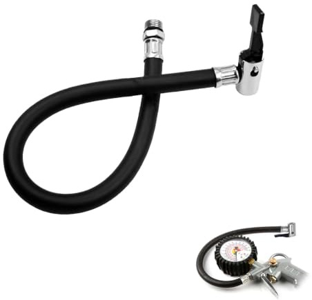FMPXYYA 38cm Reifenfüllschlauch Ventilverlängerung Set, Luftfüllschlauch für Autoreifen Kompressor, Reifenfüller Schlauch für Auto Motorrad Fahrrad mit Schnellanschluss