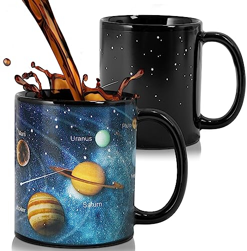 Doublewhale Magic Mug, Color Changing Mugs for Men Kids, Christmas Novelty Gifts for Men, Cool Astronomy Space Physics Gifts for Teaher Friend - 12OZ Magic Solar System Ceramic Coffee Cup