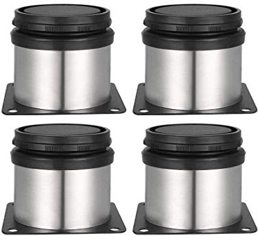 Drenky 4 Stück Möbelfüße Metall Tischbeine Metall 5cm Rund Edelstahl Gebürstet möbelfüße verstellbar Tischbeine Höhenverstellbar Gesamthöhe 50mm-65mm Kommen Mit Edelstahlschrauben für Möbel Projekt