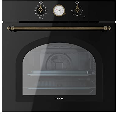 Teka HRB 6300 AT - Horno Multifunción SurroundTemp de 60 cm, Country Style Edition, 9 Funciones de Cocinado, Reloj Analógico con Programador, Color Antracita Brass