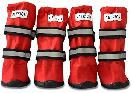 OMEM Haustierschuhe, Hundeschuhe, wasserdicht, Schnee, rutschfest, groß, hochhackige Schuhe, langer Schlauch (S,Rot)