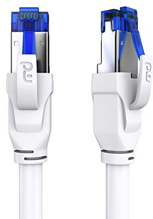 Primewire - Cat 8 Ethernet Cable 20M Round Gigabit Network LAN Cable RJ45, Ethernet Network Lead High Speed 40Gbps 2000Mhz SFTP Patch Cable For PC TV Switch PS5 PS4 Xbox Router Modem Mac Laptop