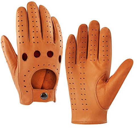 Harssidanzar GM026 Herren-Handschuhe aus Lammleder, Hellbraun, L (23/24 cm)