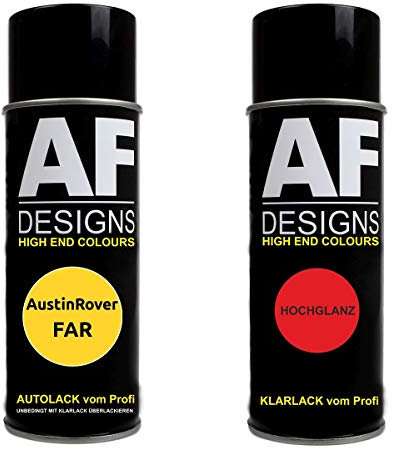 Alex Flittner Designs Pintura Bote Spray Kit compatible con Austinrover Lejos Trofeo Yellow Pintura Base Barniz Claro 400ml