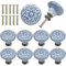AvoDovA 10PCS Pomo de Armario Redondo de Cerámica, Vintage Tirador para Cajón, Pomos y Tiradores de Muebles, 34mm Pomos Redondos para Puertas, Armarios de Cocina, Cajones (B)
