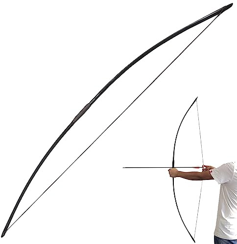 67 Inch Archery Traditional Longbow 25-120lbs Recurve Bow Hunting English Longbow for Right Hand Left Hand Adult Outdoor Sports (Black, 50 Lbs)