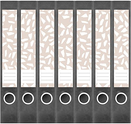 Etiketten für Ordner | Muster Beige 3 | 7 Aufkleber für schmale Ordnerrücken | Selbstklebende Design Ordneretiketten Rückenschilder