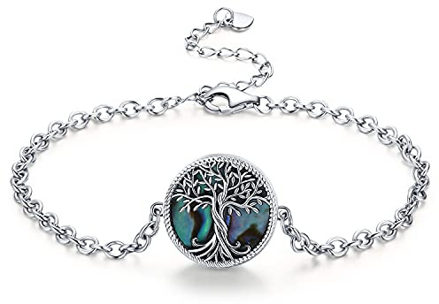 Odinstone Bracelet Arbre de vie en Argent 925 Bracelet Femme Bijoux Cadeau Anniversaire Fête des Mères Cadeau Maman 18+5cm Réglable