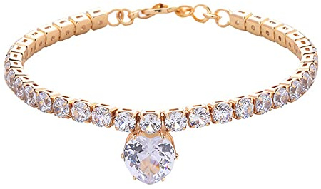 RayMinsino Bling Strass Herz Form Katze und Hund Halskette Haustier Edelstein Halskette Katze und Hund Strass Halsband Zubehör