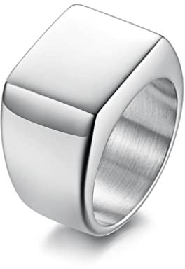 Whoiy Siegelring Männer Silber, Siegelring Gravur Herren Edelstahl Einfacher Siegelring für Männer 62 (19.7) Kostenlos Gravieren