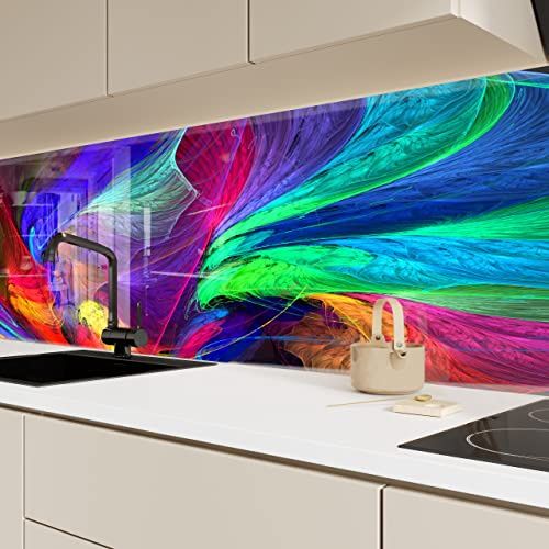 Myphotostation Spritzschutz aus gehärtetem Glas, bunt, neonfarben, 59,9 x 30,5 cm (B x H), Neonleuchtend, für Küche, Dekor, Badezimmer, Wandschutz, Herd, Rückwand, Fliesen, Glas, Spritzschutz