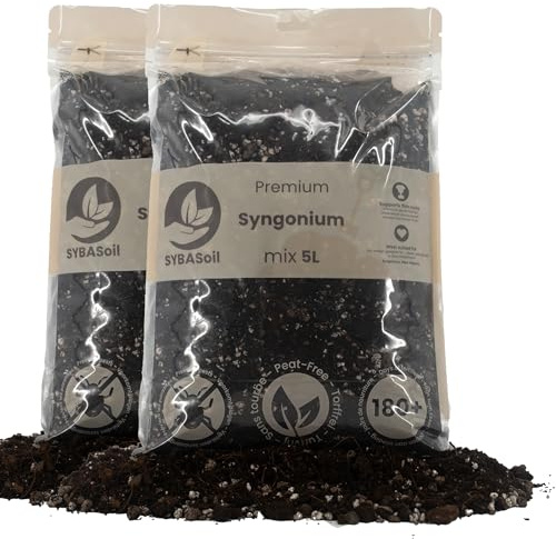 Sybotanica Syngonium-Erde 10 L – Premium Coco Blumenerde für Syngnonium, Pilea & mehr, Torffrei & 180 Tage Bio-Dünger – Für Zimmerpflanzen-Liebhaber