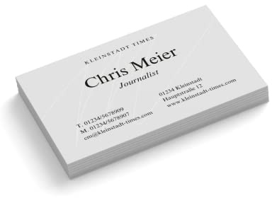 Visitenkarten personalisiert | Journalist | 1-seitig | Querformat | Menge + Farbe + Papier zur Auswahl | selbst gestalten | hochwertiger Druck | 350 g Qualitätsdruck (Weiß, 100 Stück)