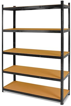 BOUDECH Brace 120 Étagère à charges lourdes en métal et MDF avec 5 étagères réglables 180 x 120 x 40 cm