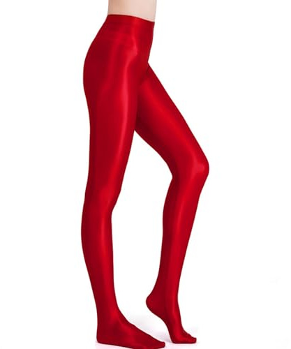 HTRUIYATY Glänzend Strumpfhosen Damen Seidenglatt Glitzer Strumpfhose mit Naht Hinten Tanzstrumpfhose ReißFest Satin Leggings