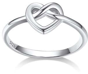 Bestyle Irische Claddagh/Triquetra/Infinity Herz Ring Damen Mädchen Text gravierbar Personalisiertes Geschenk Ringgröße 47-67