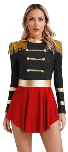 Alvivi Disfraz de Maestro de Ceremonias para Mujer Vestido Maillot de Domador Circo Ringmaster sin Espalada Disfraz de Fiesta Carnaval Halloween S-3XL