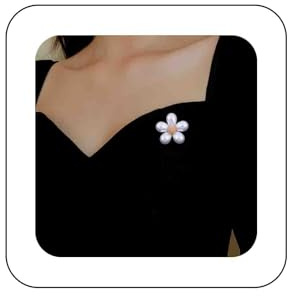 Iaceble Broche de flor de perla, broche de solapa con margaritas, broche de suéter de flores pequeñas, elegante broche de traje de perla, bufanda de seda, hebilla de botón, accesorios decorativos para