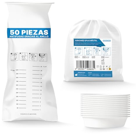 50x ARNOMED® Spuckbeutel mit Ring, LDPE Kotztüten mit Ring 2000ml | Spucktüten Auslaufsicher, Brechbeutel, Kotzbeutel für Reisen, Brechtüten, Auffangbeutel für Erbrechen für Erwachsene & Kinder